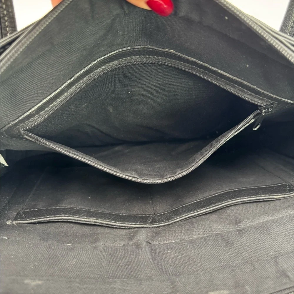 Leather Briefcase Laptop Shoulder Bag Purse Black